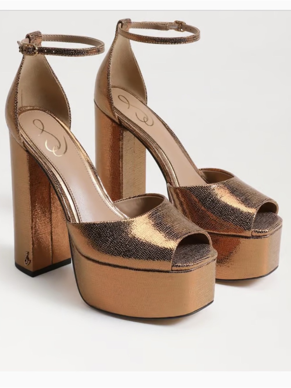 Sam Edelman Metallic Copper Platform Block Heels